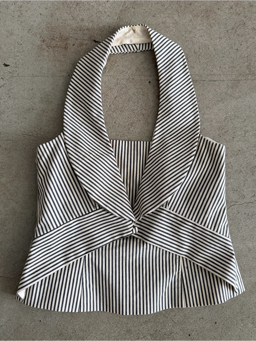 Striped navy & cream halter top
